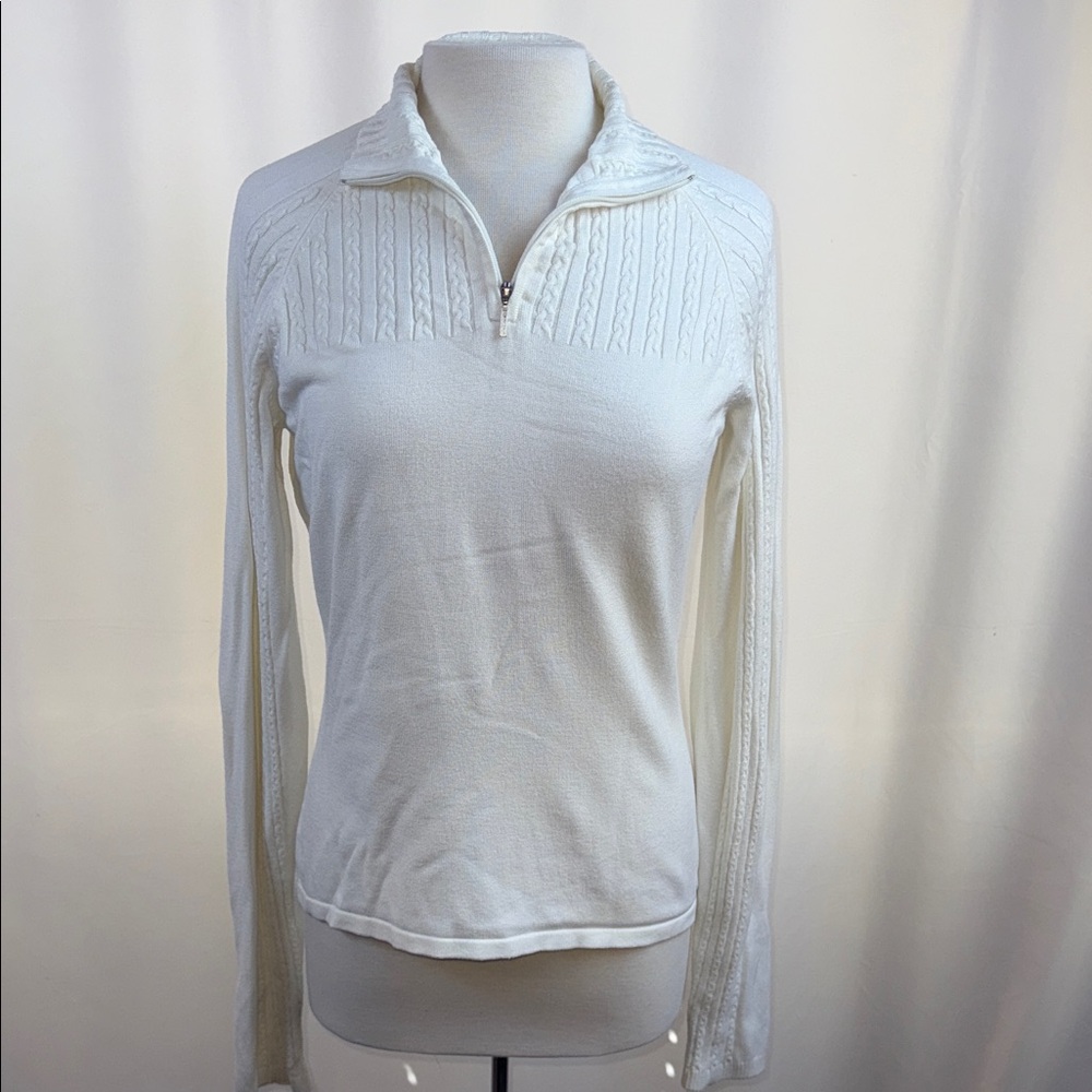 NILS Sportswear White Quarter Zip Sweater, Medium